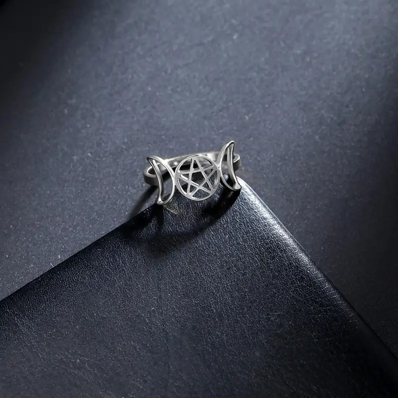 Anillo Triple Luna Pentáculo