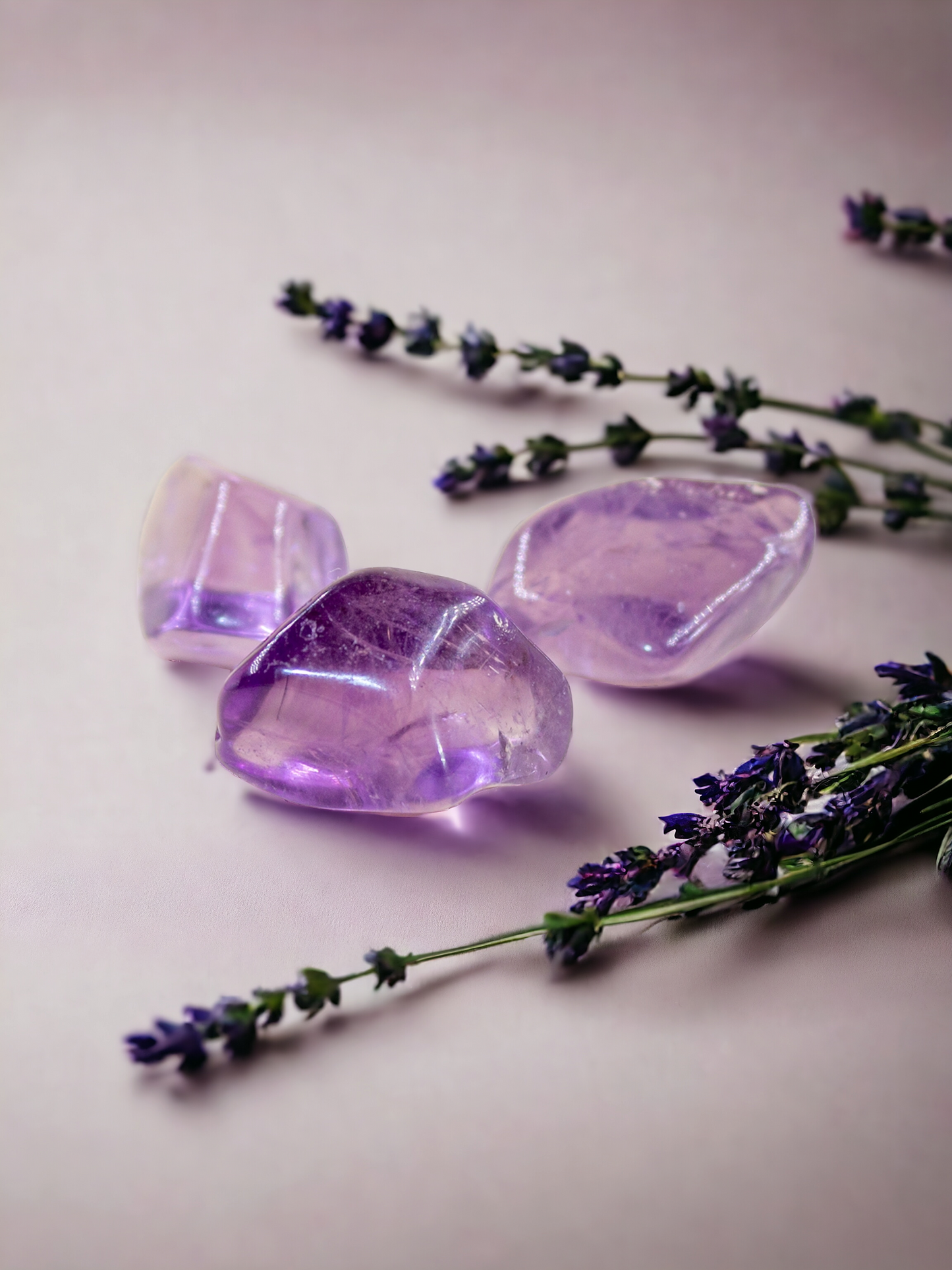 piedra rodada mediana de amatista para calma mental y protección energética