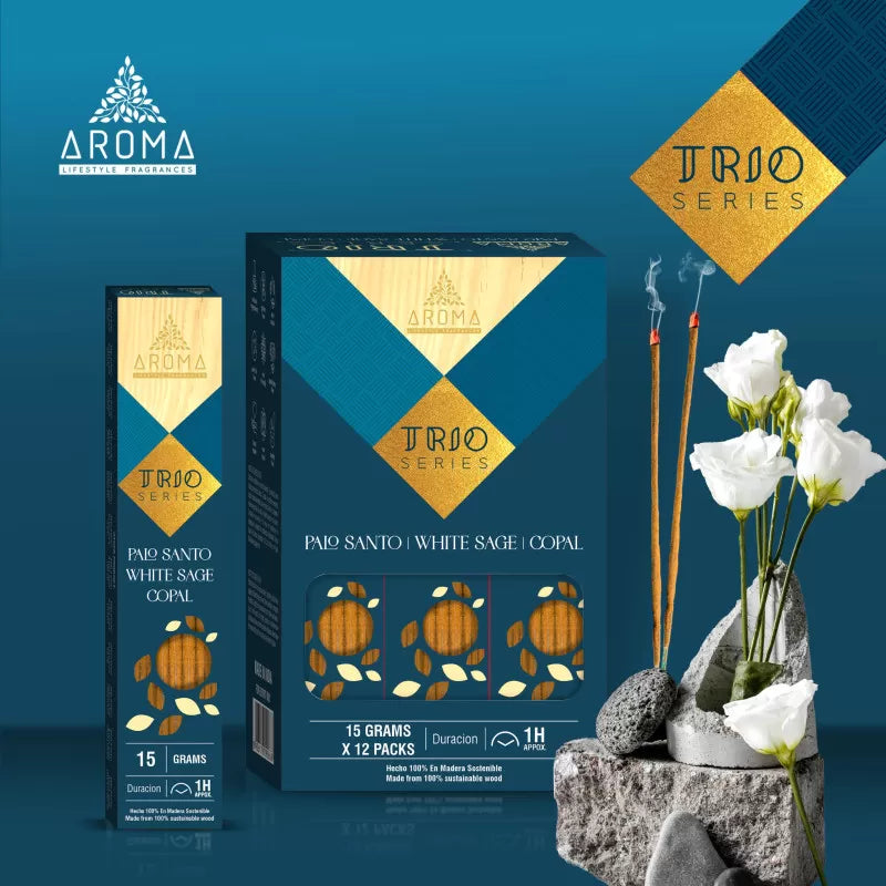 Incienso Aroma Trio – Palo Santo, Salvia Blanca y COPAL