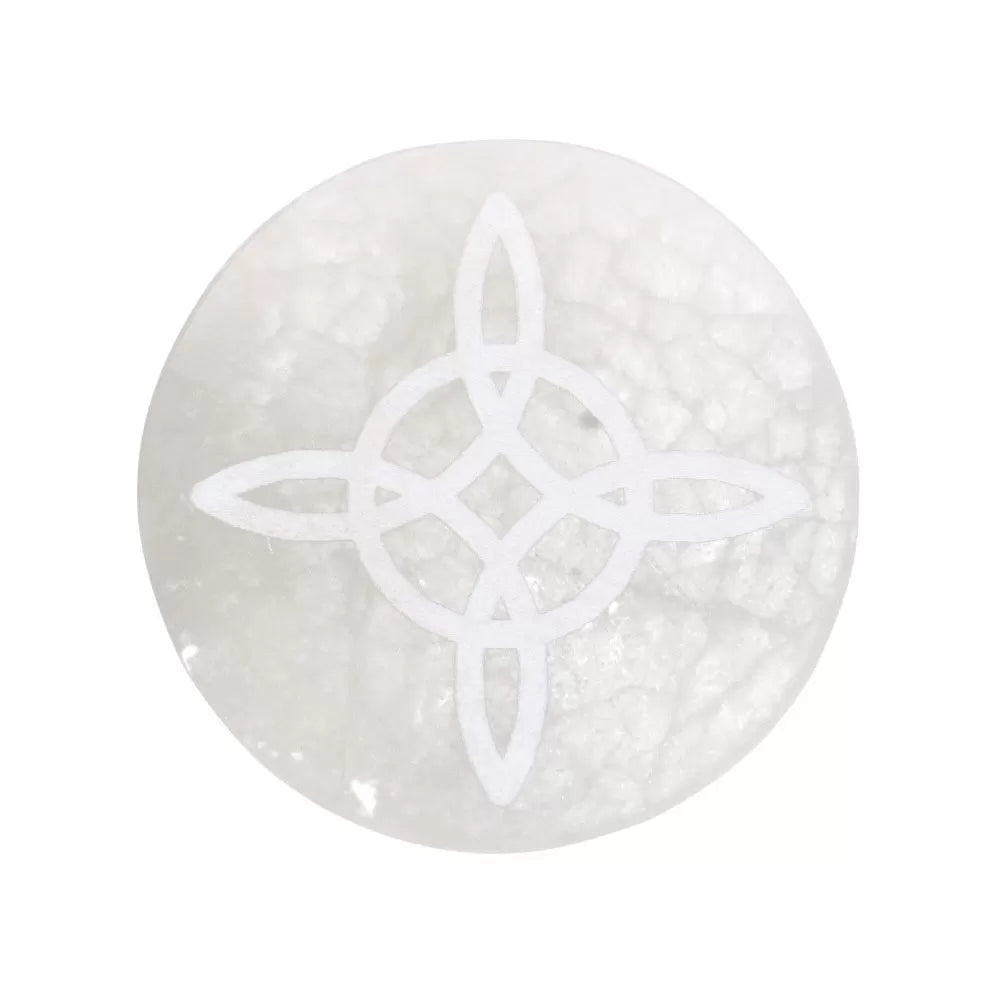 Placa de Selenita con Nudo de Bruja - Protección y Limpieza Energética