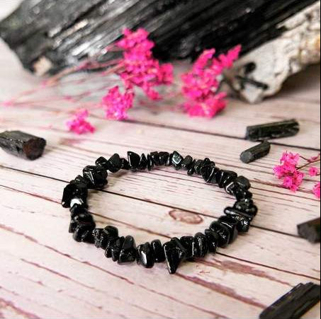 Pulsera de Chips de Turmalina Negra - Protección y Enraizamiento