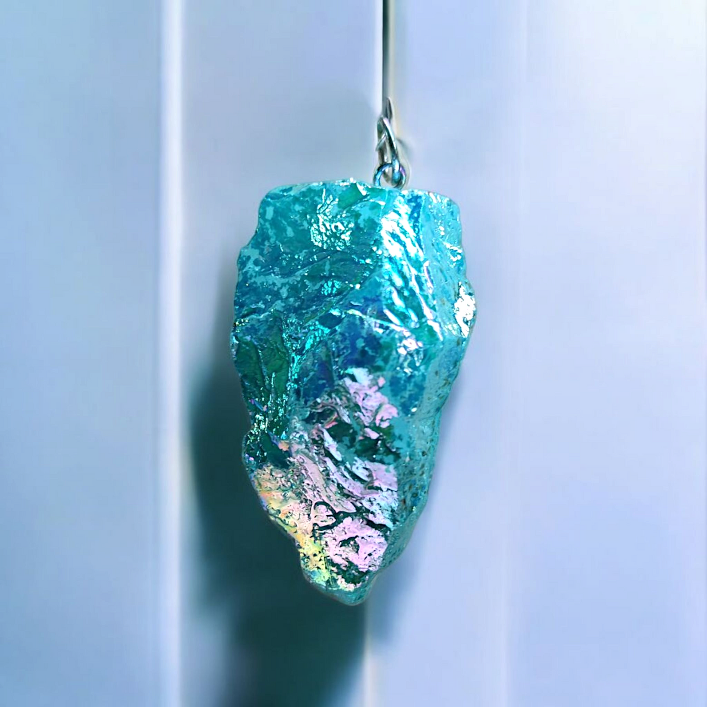 Rohes blaues Aqua-Aura-Quarz-Pendel