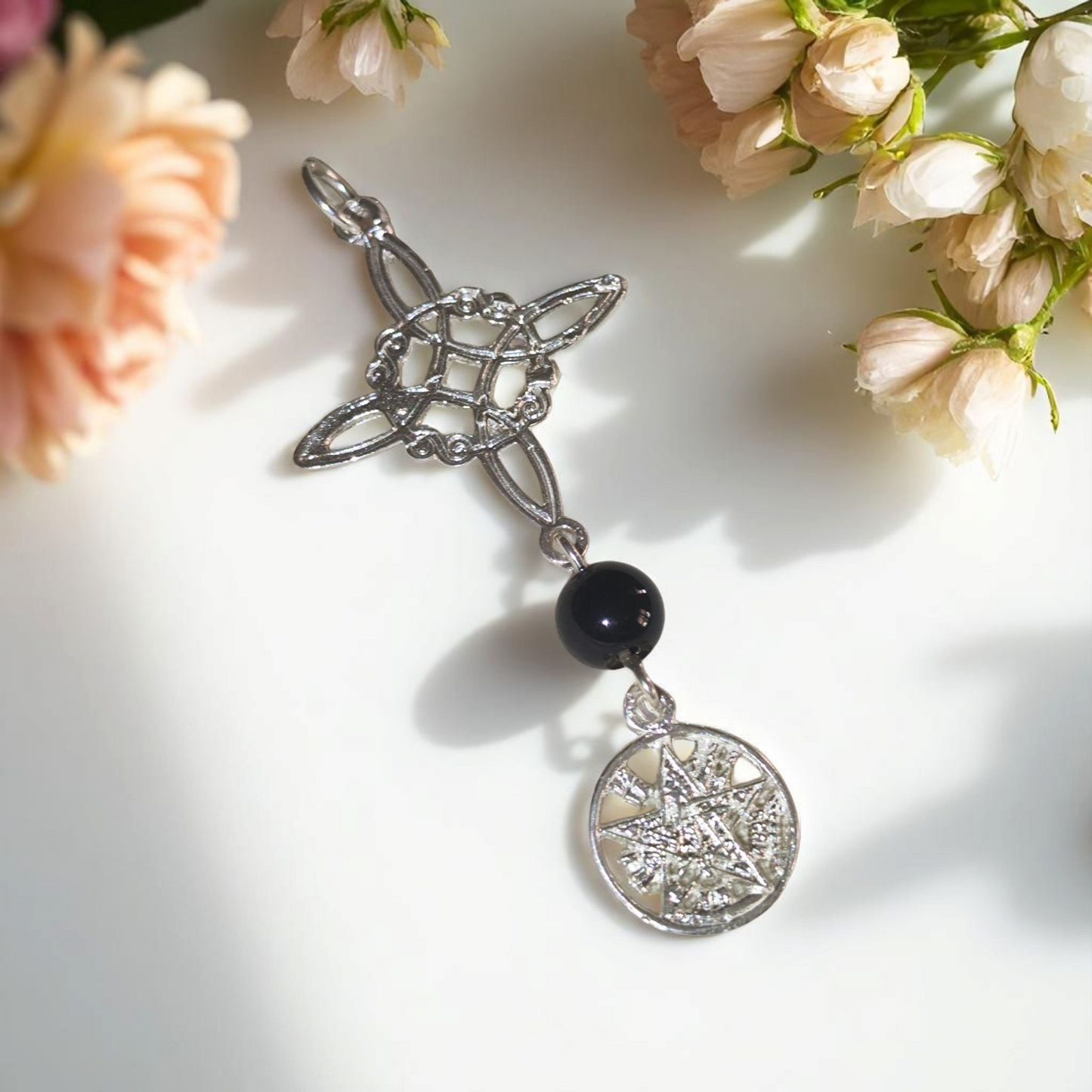 Colgante de doble protección con piedra natural y plata 925