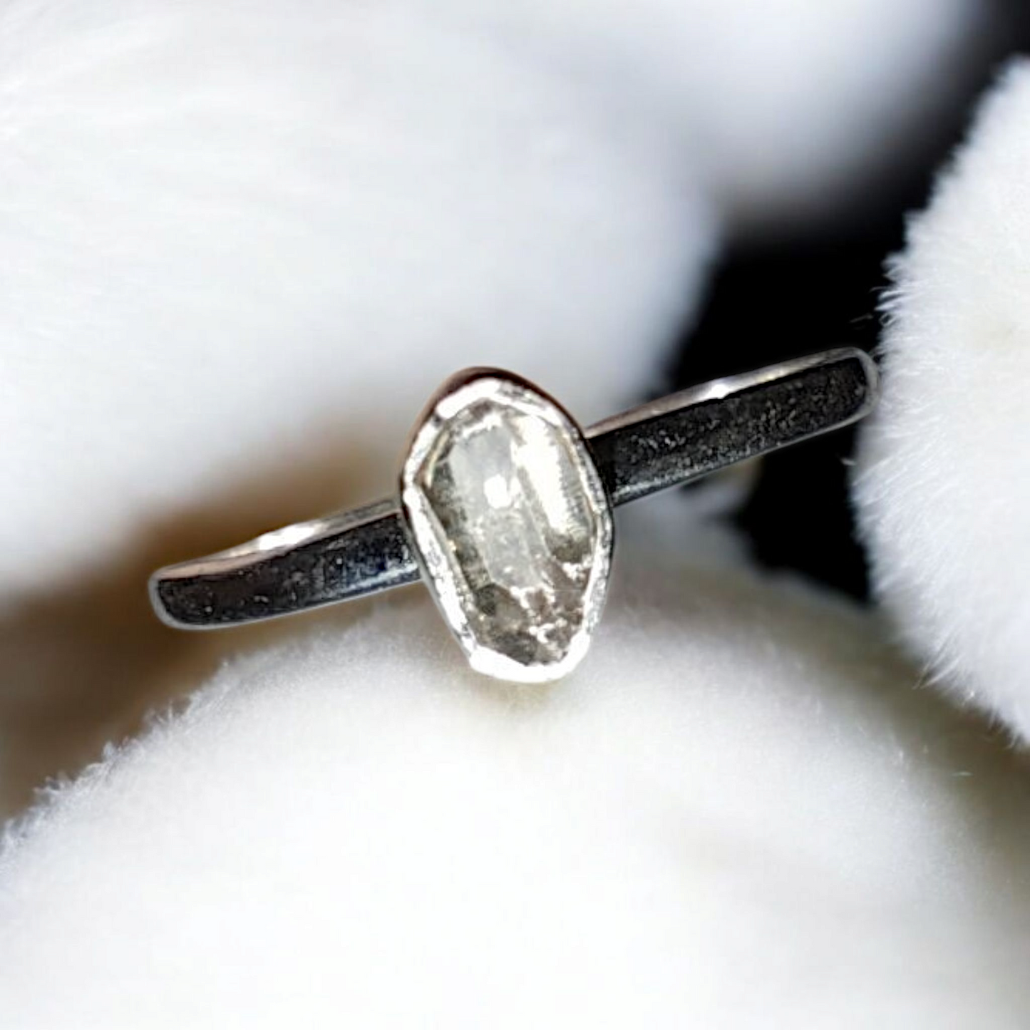 Anillo de Cuarzo Hérkimer Mini en Plata de Ley 925