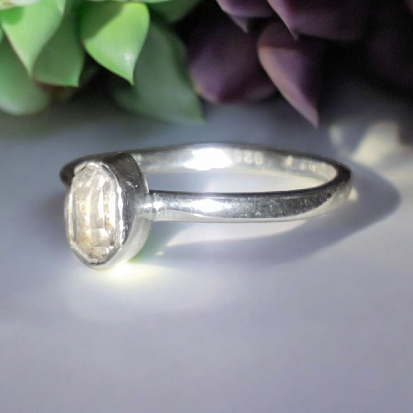 Anillo de Cuarzo Hérkimer Mini en Plata de Ley 925