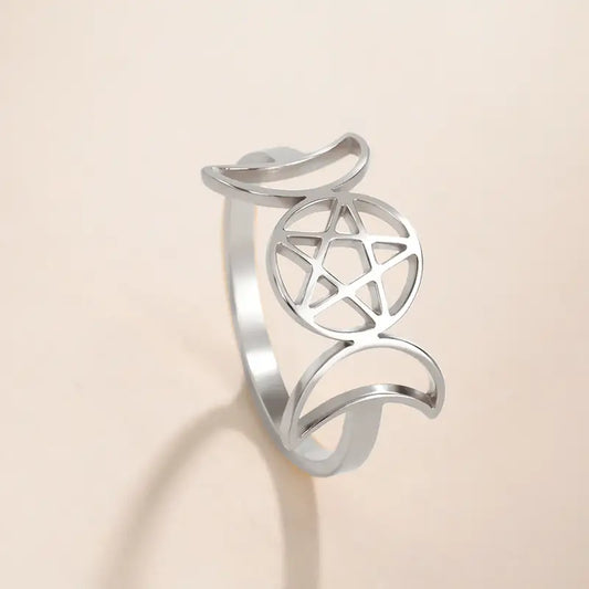 Anillo Triple Luna Pentáculo