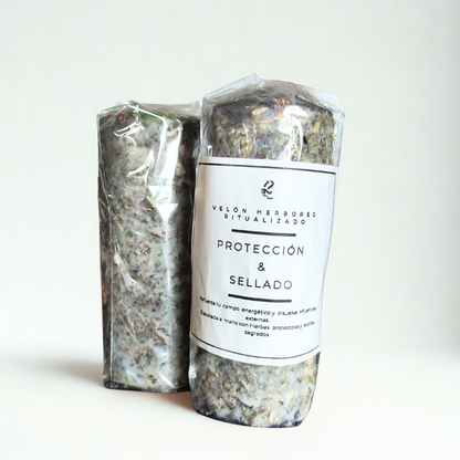 Velon herboreo ritualizado  protección empaquetado y etiqueta