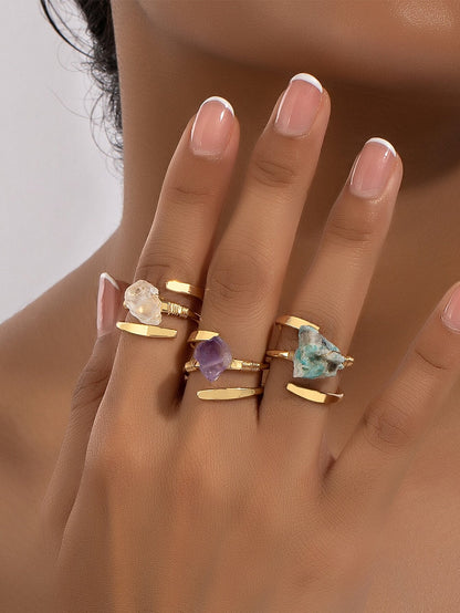 Anillos con minerales en bruto