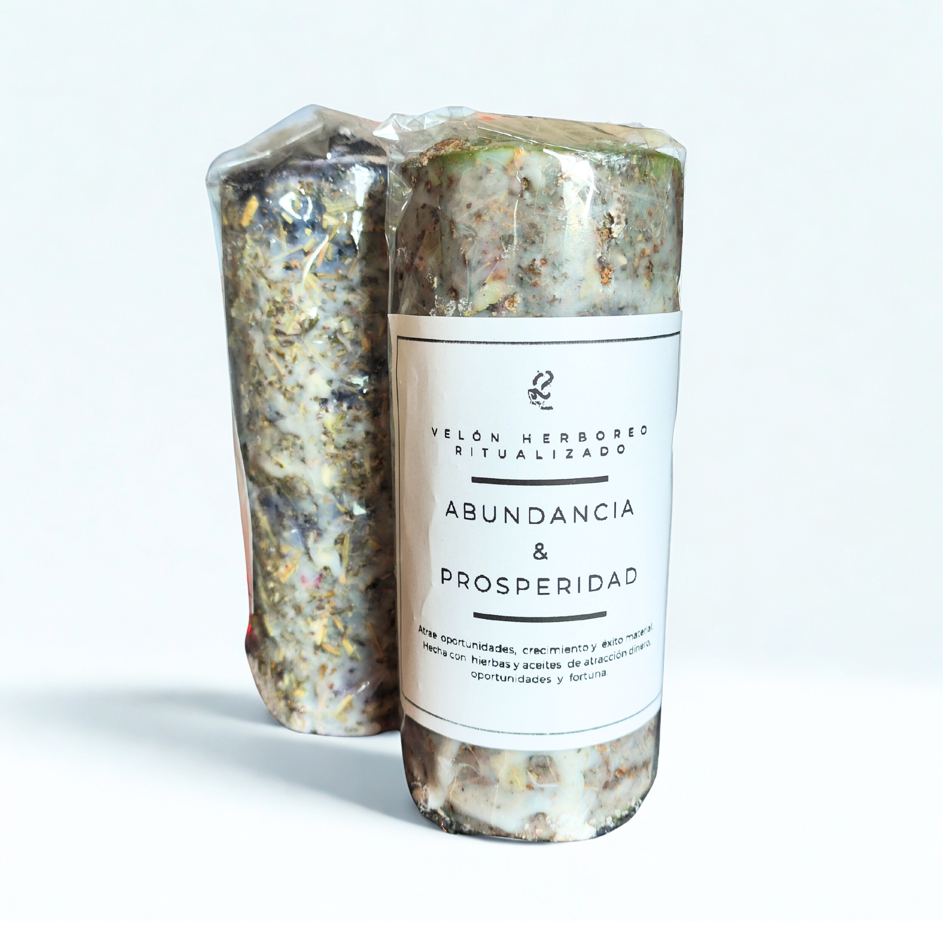 Velon herboreo ritualizado de abundancia y prosperidad empaquetado y etiqueta