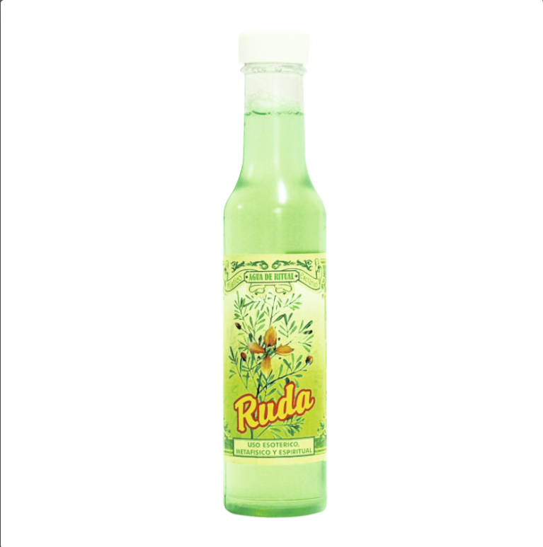 Botella de Agua de Ruda esotérica para limpiezas energéticas y protección espiritual.