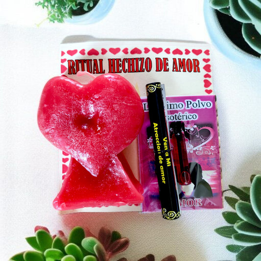 Ritual Ven a Mí con vela corazón roja para amor y atracción