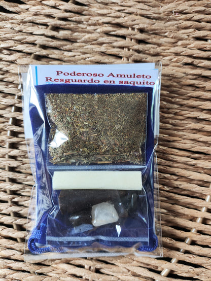 Amuleto Salud resguardo en saquito con hierbas y minerales
