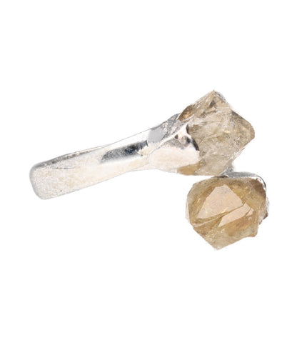 Anillo Citrino Calentado en Baño de Plata – Abundancia Y Prosperidad