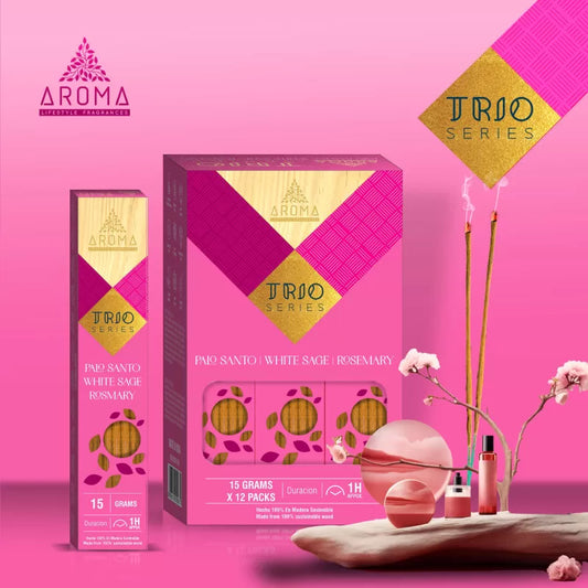 Incienso Aroma Trio - Palo Santo, Salvia Blanca y ROMERO