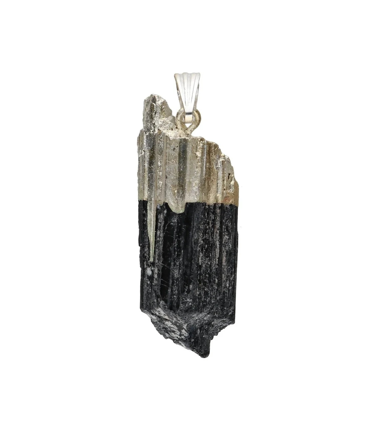 Colgante De Turmalina Negra En Bruto Con Baño De Plata – Protección Energética, Limpieza Y Enraizamiento