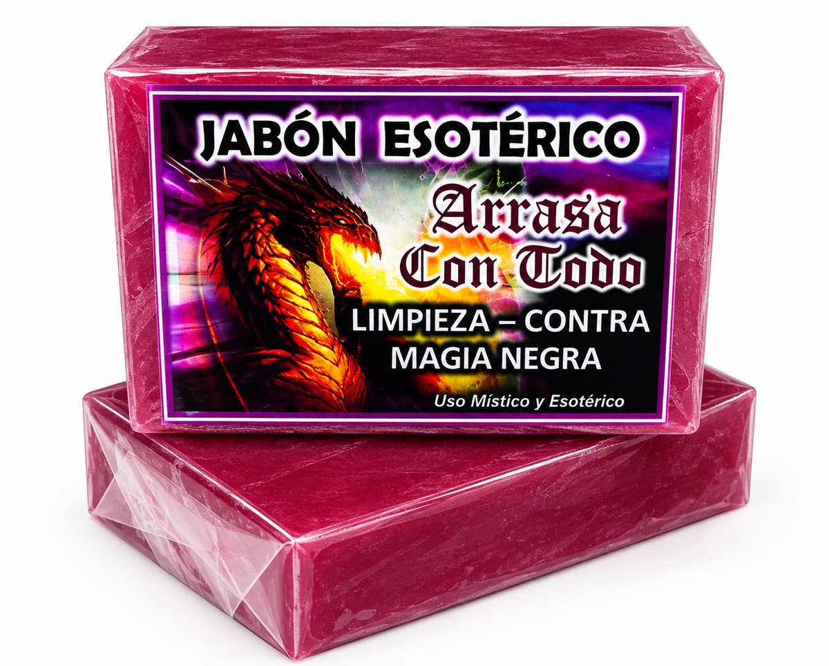 Jabón Esotérico Arrasa Con Todo para limpieza energética y protección espiritual contra energías negativas.