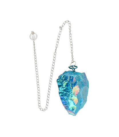 Péndulo de Cuarzo Aqua Aura Azul en Bruto