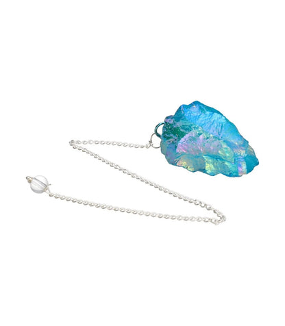Péndulo de Cuarzo Aqua Aura Azul en Bruto