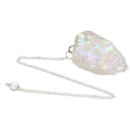 Péndulo Aqua Aura Blanco en Bruto - Intuición, Radiestesia y Claridad Espiritual