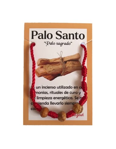 Pulsera Palo Santo con Nudos de Cuerda Roja