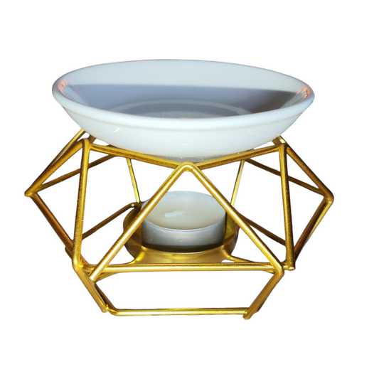 quemador dorado para esencias y ceras