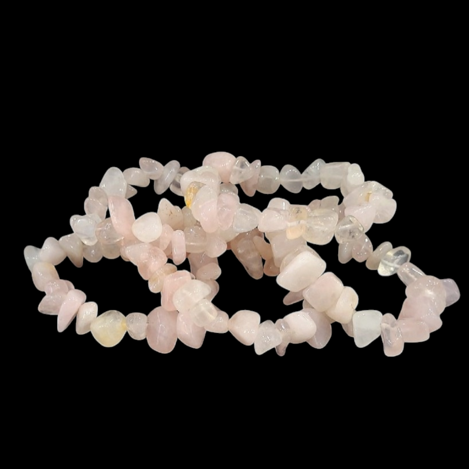 Pulsera Chips Grande de Cuarzo Rosa - Amor, Calma y Sanación Emocional