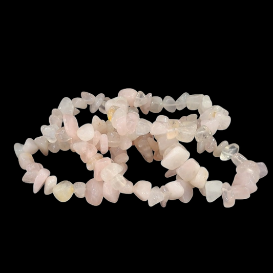 Pulsera Chips Grande de Cuarzo Rosa - Amor, Calma y Sanación Emocional