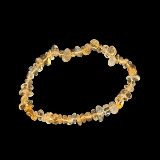 Pulsera elástica de citrino extra en chip. Ideal para atraer abundancia, vitalidad, alegría y energía positiva en el día a día.