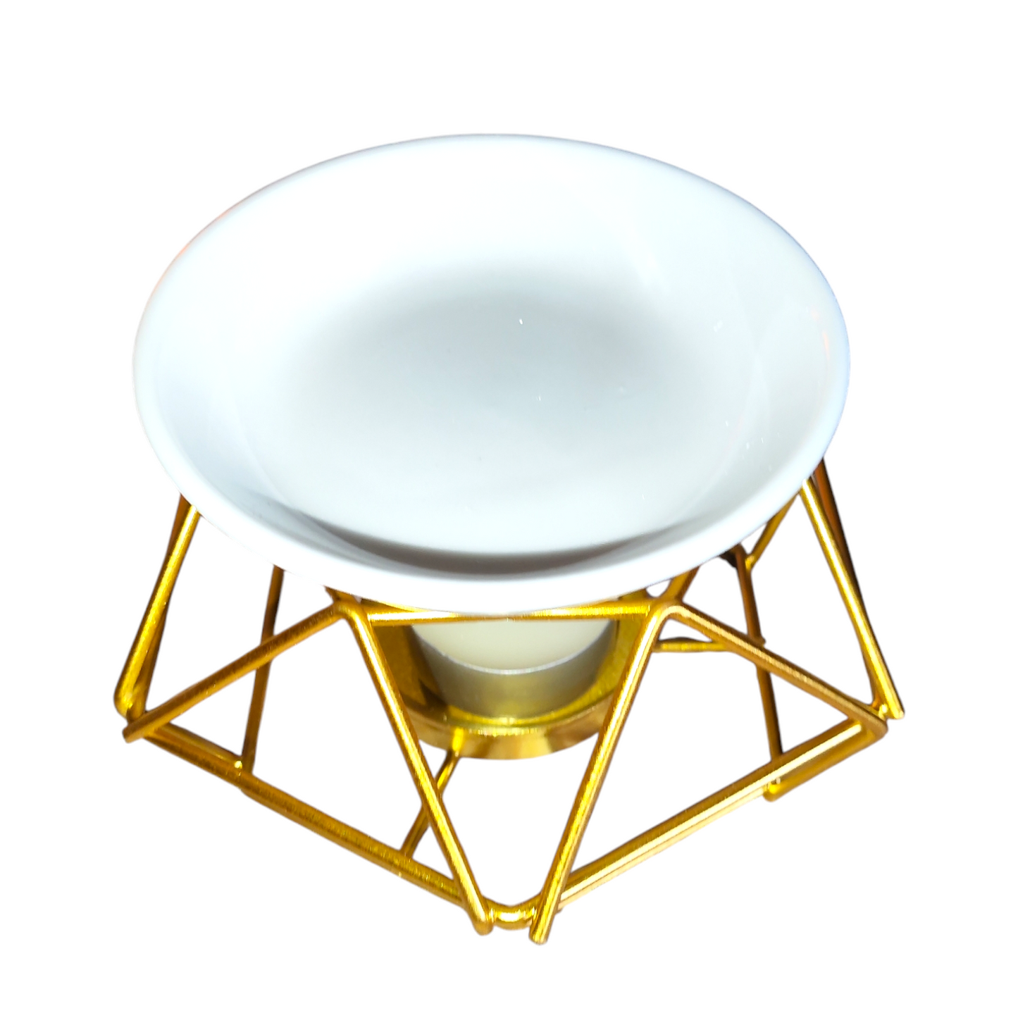 quemador aromático dorado con cuenco
