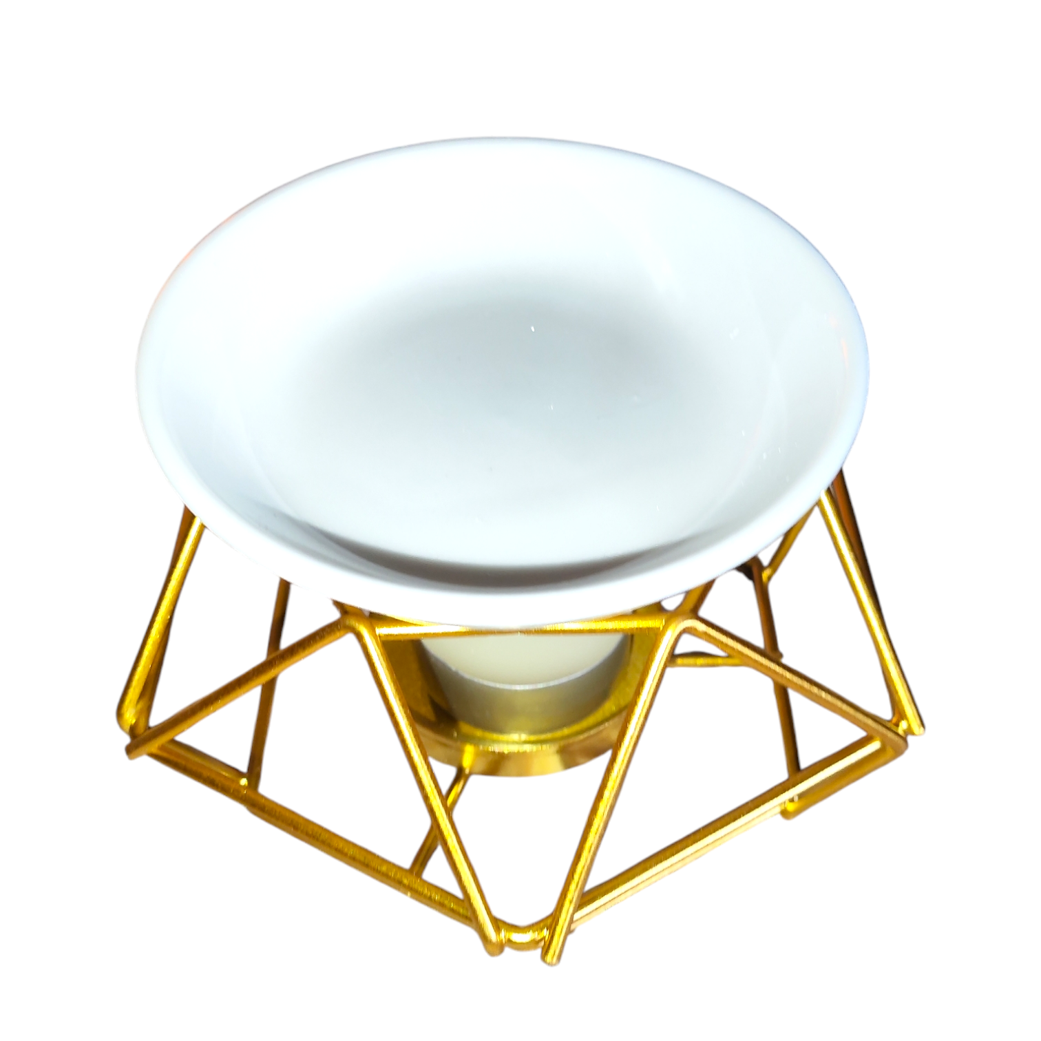 quemador aromático dorado con cuenco
